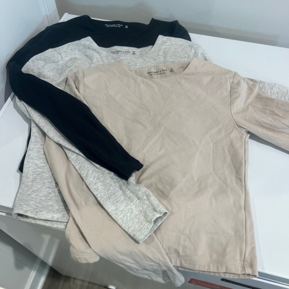 Long Sleeve T-Shirts in Black, Gray, and Beige